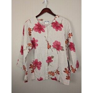 Flax Floral Button Top